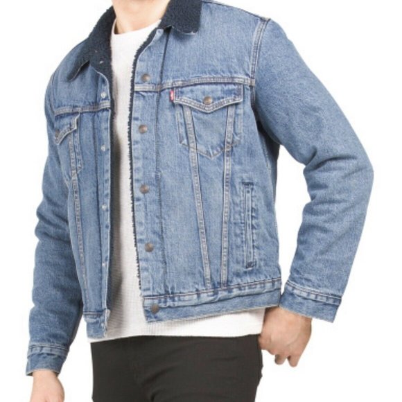 Levi's Other - Levi’s Sherpa Jean Jacket Medium wash Navy Sherpa size XXL